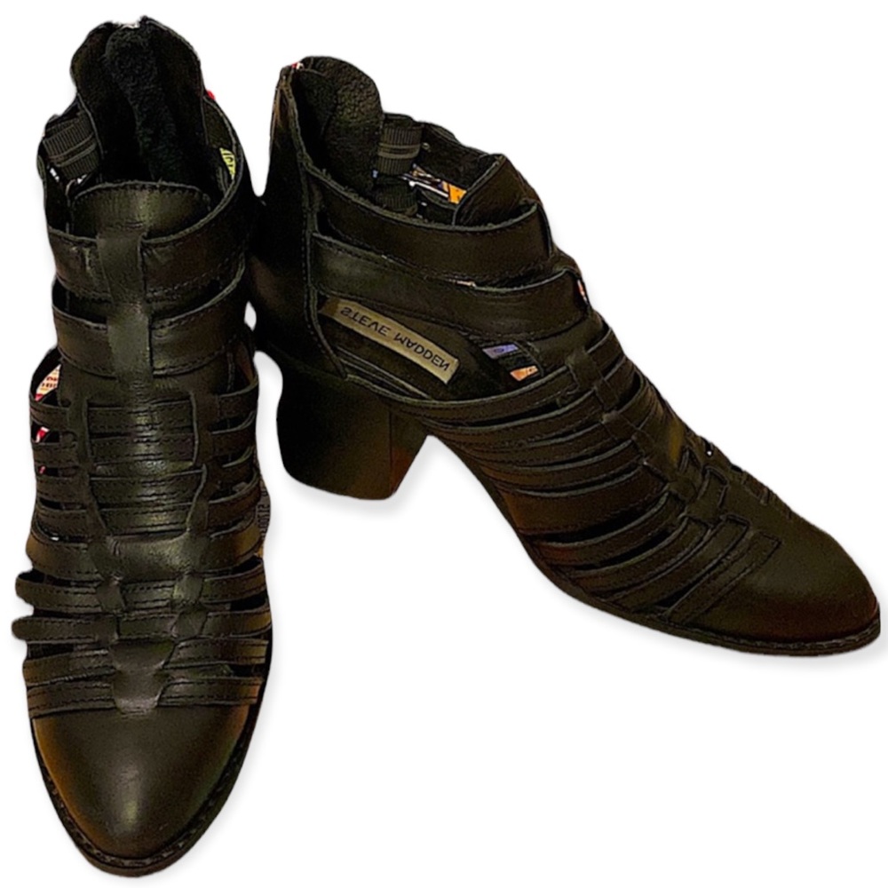 STEVE MADDEN  | FRENCHEY ANKLE SANDAL BOOTIES BLACK 8.5